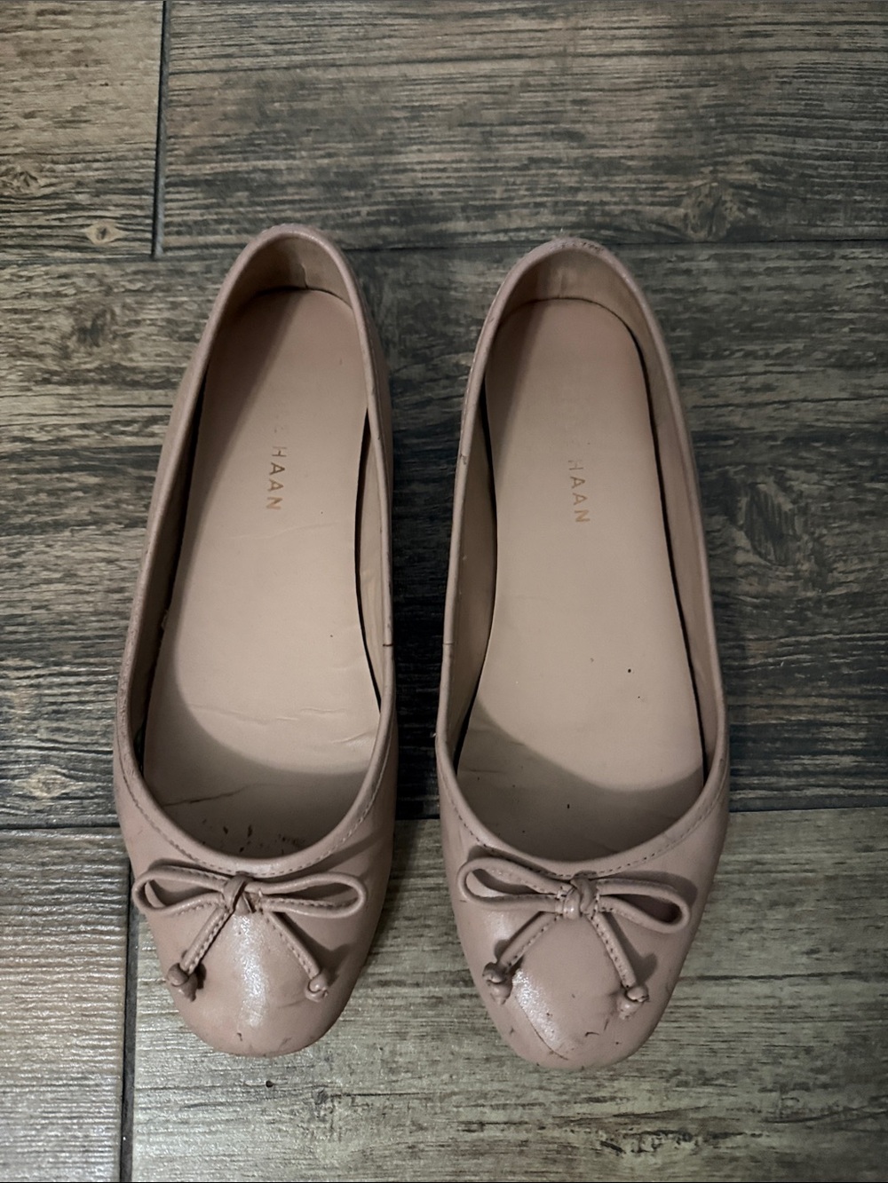Cole Haan Blush Pink Leather Bow Ballet Flats